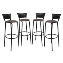 kit 4 uni Banqueta 80cm Para Cozinha Gourmet Bancada Cadeira Balcão Bar Area Lazer Encosto Itagold