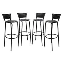 kit 4 uni Banqueta 80cm Para Cozinha Gourmet Bancada Cadeira Balcão Bar Area Lazer Encosto Itagold