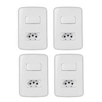 Kit 4 Uni - MG B3 Conj 2P+T 10A + 1 Int Paralelo 10A Branco