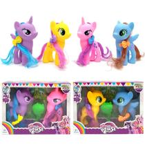 Kit 4 Unicórnios e Pony para Pentear Azul Roxa Rosa Amarela