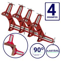 Kit 4 Unid Grampo Sargento Angular 90 Graus Kit c/4 75mm Esquadro Marcenaria Vidraceiro Cantoneira Madeira