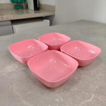 Kit 4 Unid. Tigelinha Quadrada 300 ml Rosa Quartzo - Tupperware