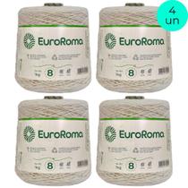 Kit 4 Unidades Barbante Euroroma Cru 1kg Fio Número 8 de 85% Algodão e 700 Metros Crochê, Tricô e Artesanato Kit 4 Unidades Barbante Euroroma Cru 1kg Fio Número 8 de 85% Algodão e 700 Metros Crochê, Tricô e Artesanato