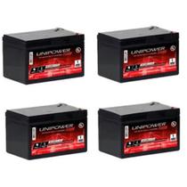 Kit 4 Unidades Baterias Seladas 12V 12ah Unipower Vrla Nobreak