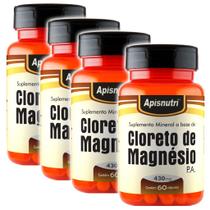Kit 4 unidades Cloreto de Magnésio PA 60cps 430mg Apisnutri Kit 4 unidades Cloreto de Magnésio PA 60cps 430mg Apisnutri