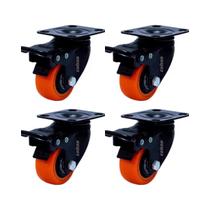 Kit 4 unidades - colson rodizio gir.210 preto pl 72x52 freio r. bp rol.esf.laranja