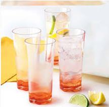 Kit 4 unidades Copo Super Luxo 475ml Translucido com Laranja
