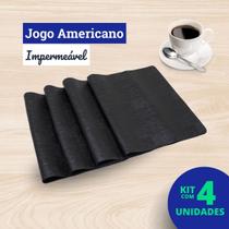 Kit 4 Unidades Jogo Americano de Mesa material sintético Impermeável Preto Kit 4 Unidades Jogo Americano de Mesa material sintético Impermeável Preto