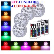 Kit 4 UNIDADES luz Piscina Led Rgb Colorida+controle Remoto