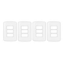 Kit 4 Unidades - MG B3 Placa 4x2 3 Postos Horizontal Branco Kit 4 Unidades - MG B3 Placa 4x2 3 Postos Horizontal Branco