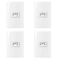 Kit 4 unidades - mg conj 1 tomada 2p+t 10a sleek 4x2 branco (16004)