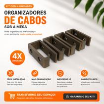 Kit 4 Unidades Organizador de Cabos Sob Mesa Suporte Fio Mesa Escrivaninha Porta Cabos Kit 4 Unidades Organizador de Cabos Sob Mesa Suporte Fio Mesa Escrivaninha Porta Cabos