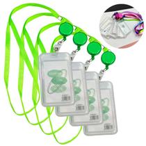 Kit 4 Unidades Porta Crachá Cordão Colorido Com Roller Clips