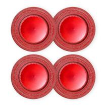 Kit 4 Unidades Sousplat Redondo Vermelho Fosco 33Cm Rafimex