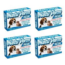 Kit 4 Unidades Vermifugo Natu Verm Plus Comprimido Para Gatos e Cães