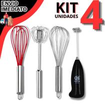 Kit 4 Utensilio Fouet Fue Inox Fouet Fue De Silicone Mixer Semi Automatico Inox Mixer Automatico MisturadorKit 4 Utensilio Fouet Fue Inox Fouet F