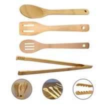 Kit 4 Utensílios Cozinha Bambu Orgânico Natural Resistente Premium Kit 4 Utensílios Cozinha Bambu Orgânico Natural Resistente Premium