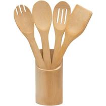 Kit 4 Utensílios de Cozinha Bambu Kit 4 Utensílios de Cozinha Bambu