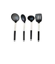 Kit 4 Utensílios de Cozinha Silicone com Cabo Inox - Luxo Preto UnyHome.
