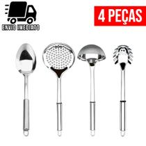 Kit 4 Utensílios para Cozinha Aço Inoxidável Colher de Arroz e Concha de Feijão Kit 4 Utensílios para Cozinha Aço Inoxidável Colher de Arroz e Concha de Feijão