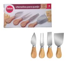 Kit 4 Utensílios Para Queijo Faca Garfo Espátula Dolce Home