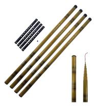 Kit 4 Vara de Mão Bambu 3m Telescópica 60% Carbono Modelo Bamboo