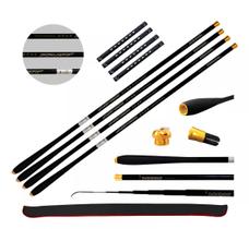 Kit 4 Vara Pesca Telescópica 7,20M Mão 100% Fibra Carbono Ligth Kary Enrolador
