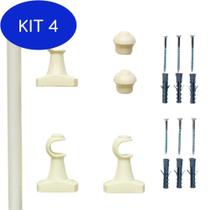 Kit 4 Varão Simples Para Cortinas 1,50Mts 19Mm Palha Compacto