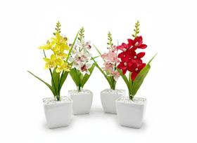 KIT 4 Vasinhos De Flores Plantas Artificiais Decorativo Sala Escritório Banheiro