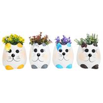 Kit 4 Vasinhos Decorativos - Cachepo Gatos- Decoração para Sala Mesa - Magicril Decor
