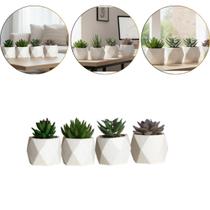 Kit 4 Vaso de Suculentas Artificiais Plantas de Decoração
