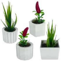 Kit 4 Vasos com Folhagem de Pimenta Artificial