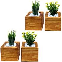Kit 4 Vasos Com Planta Artificial Decoração Sala Casa Home - HM Design