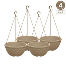 Kit 4 Vasos Cuia Suspensos 4,4L com Gancho Plástico Diversas Cores