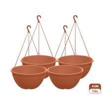 Kit 4 Vasos Cuia Suspensos 7,5L Fosco com Gancho Plástico para Pendurar Plantas Jardim Varanda Kit 4 Vasos Cuia Suspensos 7,5L Fosco com Gancho Plástico para Pendurar Plantas Jardim Varanda
