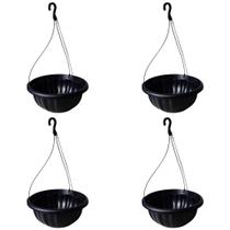 Kit 4 Vasos Cuia Suspensos 8,9L Fosco com Gancho Plástico para Pendurar Plantas Jardim Varanda Samambaia Rosa do Deserto