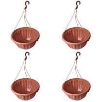 Kit 4 Vasos Cuia Suspensos 8,9L Fosco com Gancho Plástico para Pendurar Plantas Jardim Varanda Samambaia Rosa do Deserto Kit 4 Vasos Cuia Suspensos 8,9L Fosco com Gancho Plástico para Pendurar Plantas Jardim Varanda Samambaia Rosa do Deserto