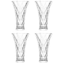Kit 4 Vasos de Vidro Decorativo Lyor Diamond Transparente 13x20cm para Plantas Arranjos Flores