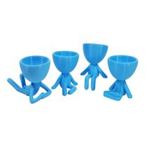 Kit 4 vasos Decor BOB Robert Plant Para Suculentas e Cactos Azul