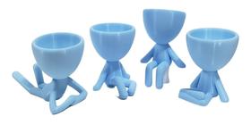 Kit 4 Vasos Decor BOB Robert Plant Para Suculentas e Cactos Azul Claro 6 cm - 3D Art