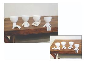 Kit 4 Vasos Decor BOB Robert Plant Para Suculentas e Cactos Branco 13 cm