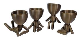 Kit 4 Vasos Decor BOB Robert Plant Para Suculentas e Cactos Ouro Velho 6 cm