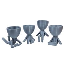 Kit 4 vasos Decor BOB Robert Plant Para Suculentas e Cactos Prata Kit 4 vasos Decor BOB Robert Plant Para Suculentas e Cactos Prata