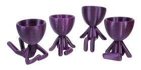 Kit 4 Vasos Decor BOB Robert Plant Para Suculentas e Cactos Roxo Metalizado 6 cm - 3D Art