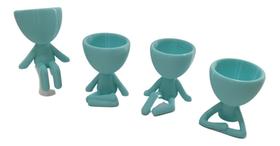 Kit 4 Vasos Decor BOB Robert Plant Para Suculentas e Cactos Verde Água 13 cm