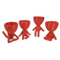Kit 4 vasos Decor BOB Robert Plant Para Suculentas e Cactos Vermelho