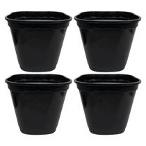 Kit 4 Vasos Decorativos 5L Plástico Resistente Plantas Quintal Jardim Flores Decoração