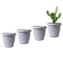 Kit 4 Vasos Decorativos Plantas Flores 8L Cinza Claro