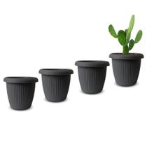 Kit 4 Vasos Decorativos Plantas Flores 8L Cinza Concreto