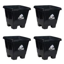 Kit 4 Vasos G Quadrados de Plástico com Pézinho 8 Litros